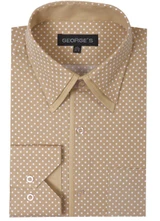  Mens Club Shirt Beige Small Dot Pattern AH617 