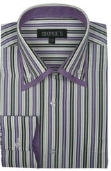  Mens High Collar Club Shirts Lilac Stripe  AH609 