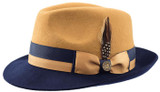  Hat - Bruno Capelo Men's Two Tone Fedora Hat Navy Camel CA-347 