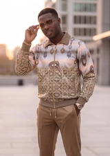 Prestige Tracksuit Men's Tan Pendant Design Joggers Suit JGS6710