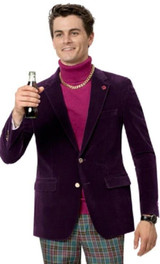  Men's Velvet Jacket Plum Tailored Fit Blazer EJ Samuel J134 