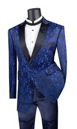  Men's Blue Floral Blazer Tuxedo Prom Evening Jacket Entertainer Vinci BF-2 