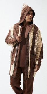  Silversilk Mens Hooded Sweater Jacket Brown 82401 