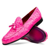  Marco Di Milano Men's Ostrich Leather Tassel Loafer Pink Aubiere 