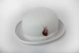  Mens 100% Wool White Bowler Derby Dress Hat 4745 Size XL 
