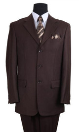 Men's Brown Heather 3 Button Wool Feel Business Suit Milano 5802M 