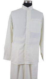  Men's Cream Mandarin Collar Long Sleeve Walking Suit Milano 2826 