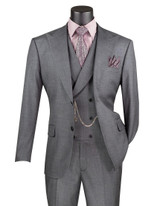  Vinci Men's Charcoal 3 Piece Suit Fancy Vest Big Lapel Modern Fit MV2K-2 