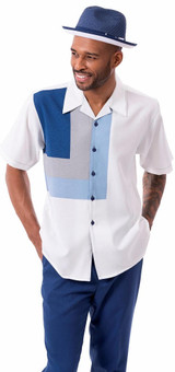  Montique Men's Walking Set Short Sleeve Navy Pattern 2309 