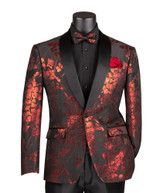 Vinci Mens Slim Fit Red Prom Jacket Bowtie Set Vinci BSF-19 