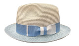 Bruno Capelo Capas Men's Light Blue Kentucky Derby Straw Hat Trendsetter 