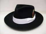  Mens Black and White Zoot Suit Hat Wide Brim 100% Wool 