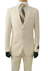  Mens Basic Suit Cream 2 Button Single Breast 2-Piece Lucci 2PP 