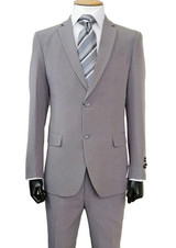  Mens Basic Suit Grey 2 Button Single Breast Side Vented Back Fortini 702P 2PP 