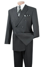  Mens Double-Breasted Classic Suit Charcoal Closed Back Lucci DPP 