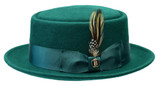  Bruno Capelo Mens Green Porkpie Felt Hat Stingy Brim PP-109 