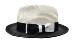 Bruno Capelo Capas Men's Black White Kentucky Derby Straw Hat Trendsetter Size S 