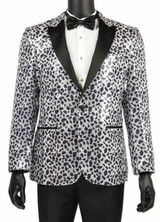 Vinci Men's Silver Sequin Blazer Tuxedo Prom Jacket Vinci BSQ-2 Final Sale 
