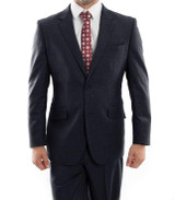  Men's Heather Navy Wool Modern Suit Two Button Plain Front Pants MW246-03 