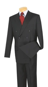  Mens Double Breasted Navy Blue Suit Pleated Slacks Super 150s Vinci DC900-1 