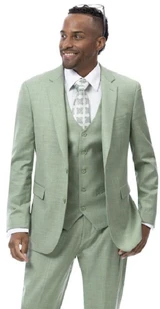  Men's Moss Green 3 Piece Modern Fit Suit EJ Samuels M18022 