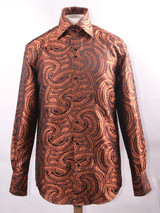  Mens Party Wear Shirt High Collar Black Rust Braid DE FSS1430 