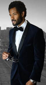  Statement Navy Tailored Fit Velvet Tuxedo VL-100 