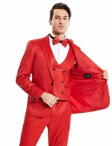  Men's Red Dot Skinny Fit Prom Suit 3 Piece Fitted Bow M364SK-01 