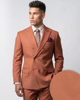 Men's Amber Rust Double Breasted Suit 6 Button F-DC900