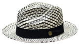  Bruno Capelo Men's White Black Brim Straw Hat Naples NA-310 