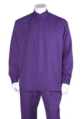  Milano Big Size Mens Purple Banded Collar Walking Suit 2826X 