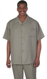  Mens Short Sleeve Pants Set Solid Olive 2954 
