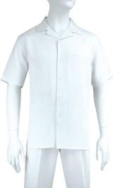  Rizzo Mens All White Outfit for Men Short Sleeve Summer Set PSO 