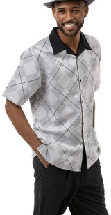  Montique Men's Black Pattern Short Set Summer Outfit 72056 Size M, L 