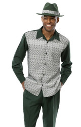  Montique Mens Walking Suit 2 Piece Set Hunter Green Long Sleeve 2357 