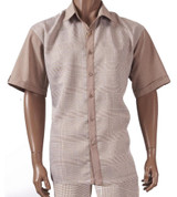  Inserch Short Sleeve Walking Suit Light Brown Glen Plaid 734 