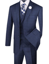 Glen Plaid Suit for Men Gray Regular Fit Flat Front Pants Church ...