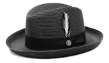  Bruno Capelo Men's Black Straw Godfather Summer Hat GF200 
