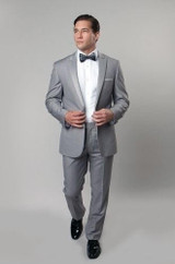  SA Mens Medium Gray 1 Button Slim Fit Prom Suit MT187S 