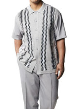  Silversilk Leisure Suit Mens Grey Knit Front Casual Outfit 91012 