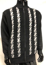  Silversilk Sweater Mens Black Cable Cardigan Pattern 9123 Size M,L 