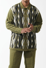  Silversilk Mens 2 Piece Walking Suit Olive Knit Front Outfit 83015 