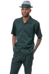  Montique Short Sleeve Walking Suit Men Checkered Green 2416 