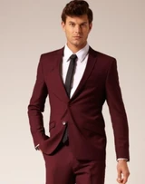  Extra Slim Burgundy Suit Tight Fitted Men's Suits 2 Button USDX-1 