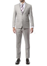  Skinny Fitted Suits Medium Gray 2 Button Lucci US-2PP 
