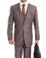  Men's Slim Fitting 3 Piece Suit Medium Gray Tazio M154S-09 