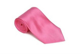  Solid Fuchsia Color Satin Tie and Hanky Set 