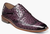  Stacy Adams Purple Mens Wingtips Ostrich Print Leather Wingtip 25537-500 