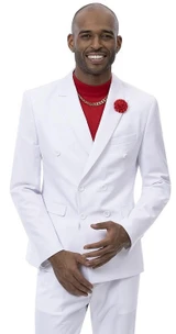 Stacy Adams EJ Samuel Men's White Double Breasted Suit Modern Fit M2772 