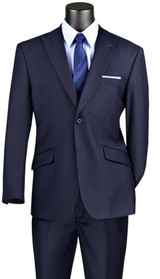  Mens Modern Fit Navy Blue Suit  Piece Big Lapels M2TR 